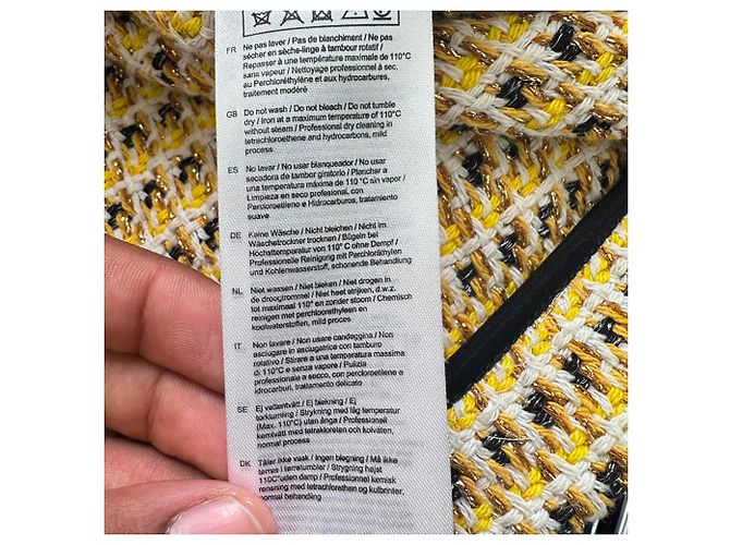 Maje Tweed Pattern Blazer in Yellow Polyester - view 9