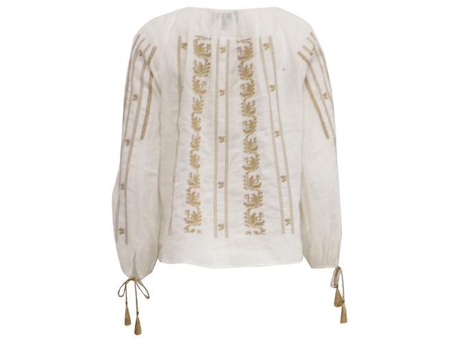 Blouse brodée Nili Lotan en ramie blanche - vue 4