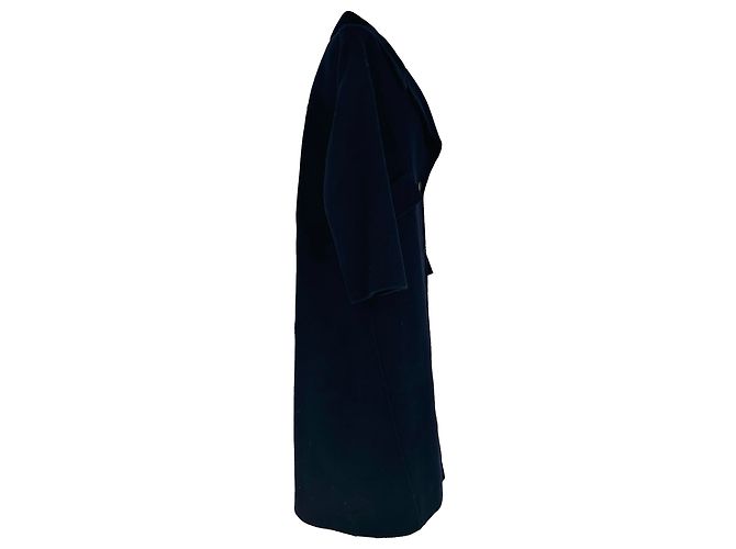 Ba&Sh Single-Breasted Coat in Navy Blue Wool - view 2