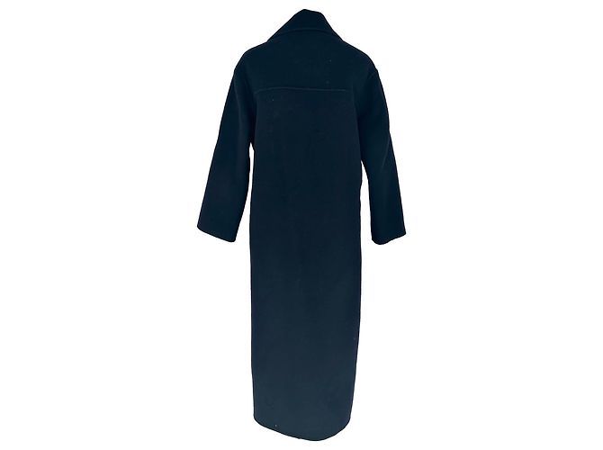 Ba&Sh Single-Breasted Coat in Navy Blue Wool - view 3