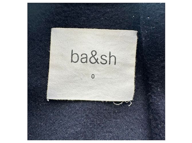 Ba&Sh Single-Breasted Coat in Navy Blue Wool - view 4