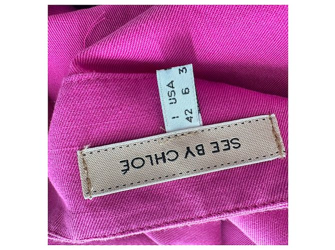 Minifalda con lazada See by Chloé en lino rosa - vista 4