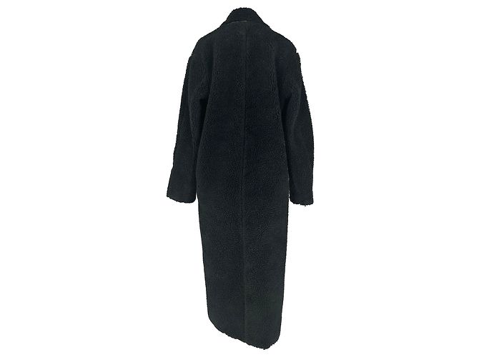 Ganni Teddy Double-Breasted Coat in Black Polyester - view 3