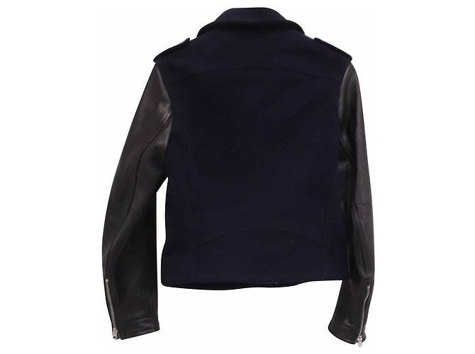 Acne Studios Cassady Jacket in Navy Blue Wool and Leather Python print - view 4
