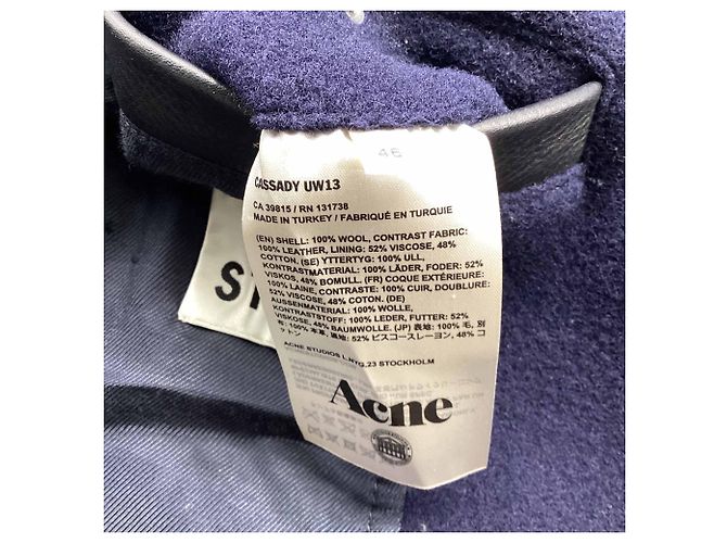 Acne Studios Cassady Jacket in Navy Blue Wool and Leather Python print - view 7