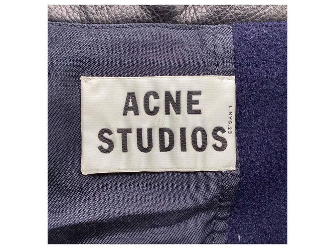 Acne Studios Cassady Jacket in Navy Blue Wool and Leather Python print - view 8