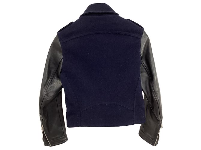 Acne Studios Cassady Jacket in Navy Blue Wool and Leather Python print - view 9