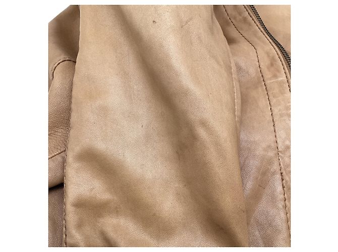 Giacca Biker Michael Kors in pelle Tan Brown Marrone Beige - vista 6