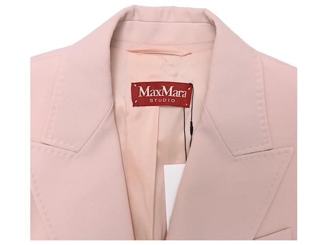 Max Mara Studio Double-Breasted Blazer in Pink Wool - view 4