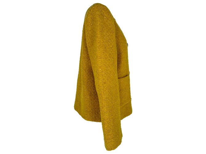 Ba&Sh Joe Double-Breasted Tweed Blazer in Yellow Wool - view 2