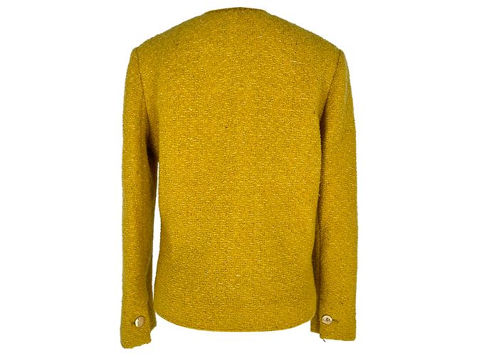 Ba&Sh Joe Double-Breasted Tweed Blazer in Yellow Wool - view 3