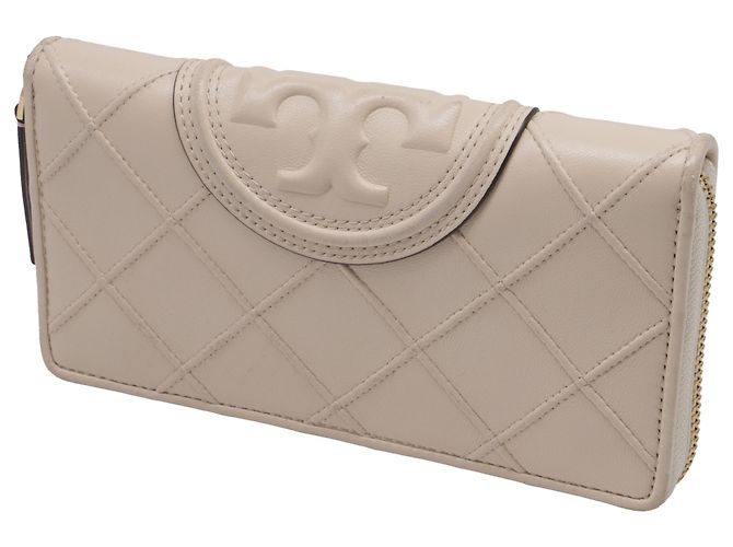 Portafoglio Continental con zip Fleming Soft di Tory Burch in pelle Nude Marrone Carne - vista 2