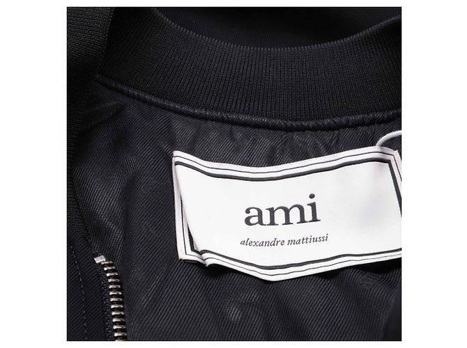 Giacca Bomber AMI in viscosa nera Nero - vista 4