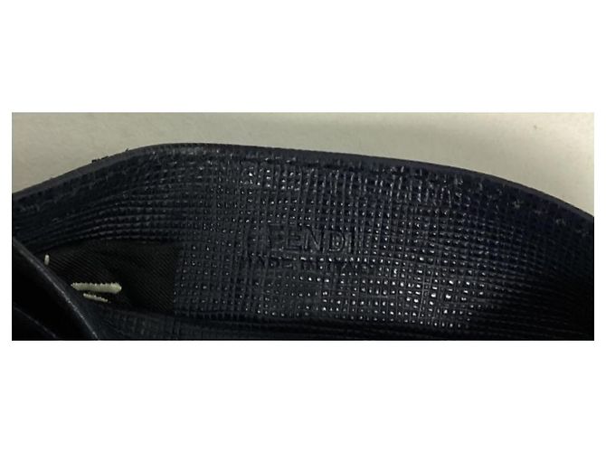 Fendi Monster Card Holder in Grey Leather Blue Light blue - view 12
