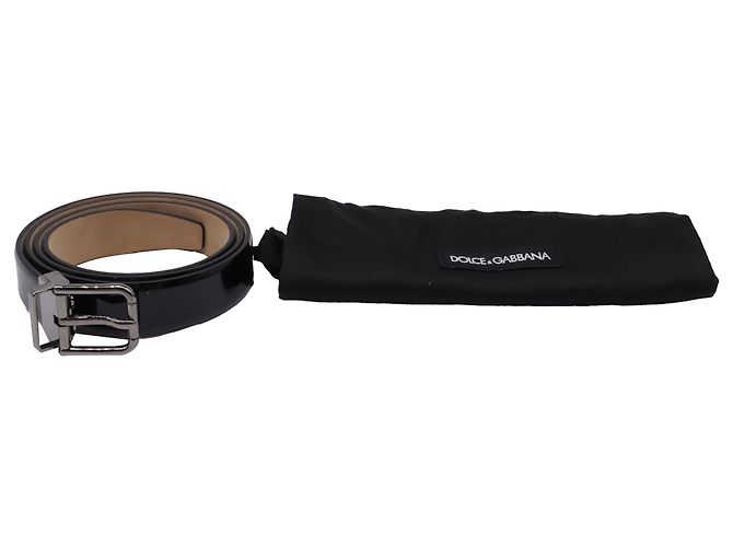 Cintura classica con fibbia Dolce & Gabbana in pelle nera Nero - vista 4
