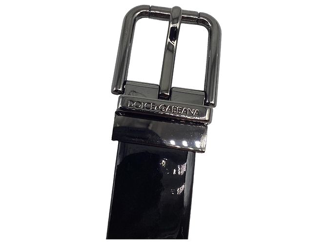 Cintura classica con fibbia Dolce & Gabbana in pelle nera Nero - vista 8