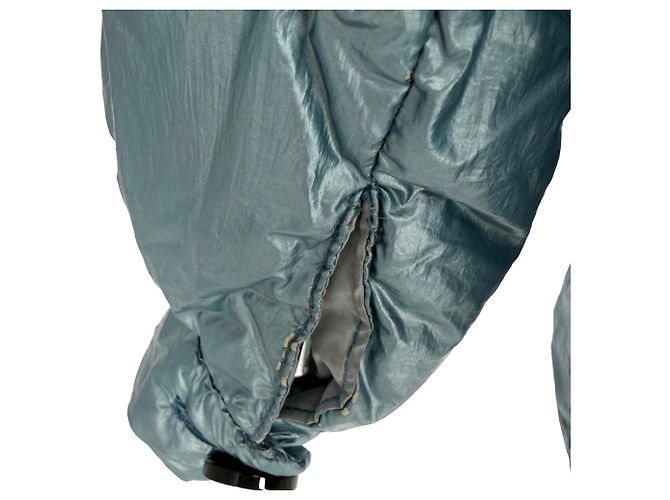 Chaqueta de plumón Prada con capucha de piel sintética en nailon azul claro - vista 5
