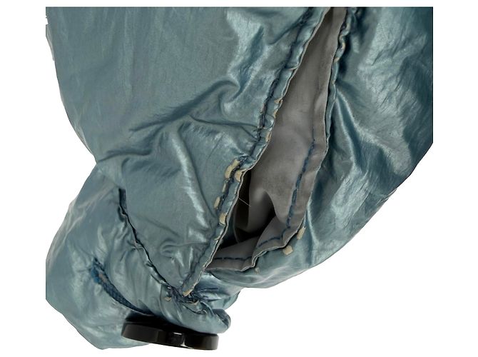 Chaqueta de plumón Prada con capucha de piel sintética en nailon azul claro - vista 6