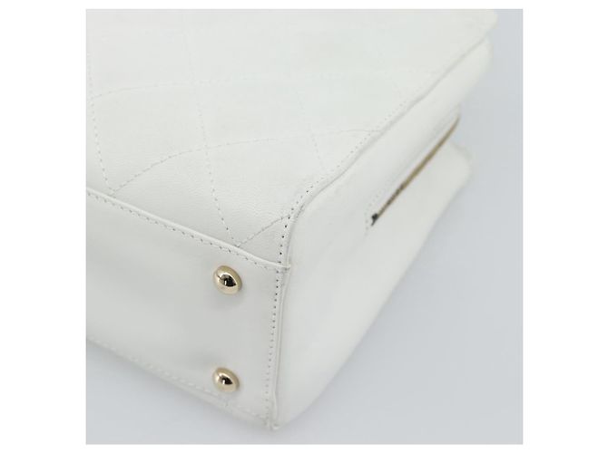 CHANEL Hand Bag Lamb Skin White Gold CC - vista 16