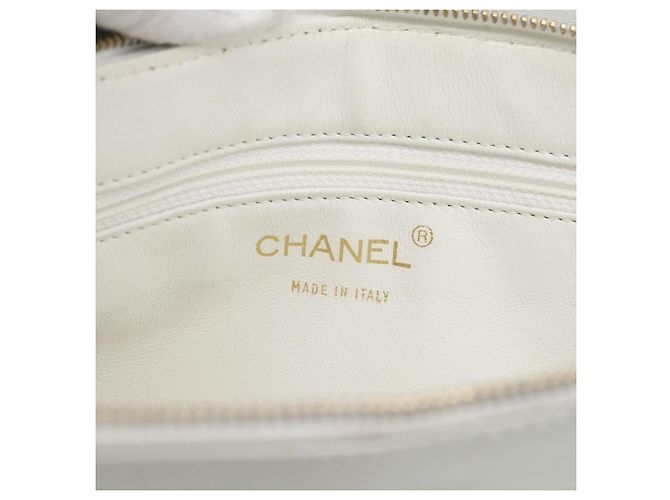 CHANEL Hand Bag Lamb Skin White Gold CC - vista 19