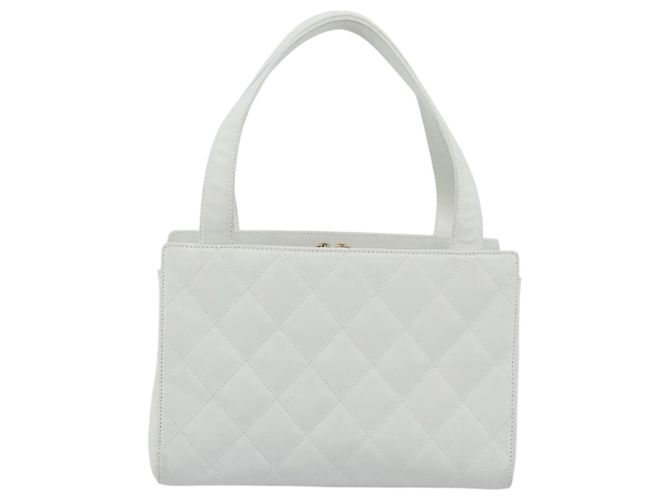 CHANEL Hand Bag Lamb Skin White Gold CC - vista 2