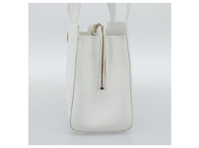 CHANEL Hand Bag Lamb Skin White Gold CC - vista 4