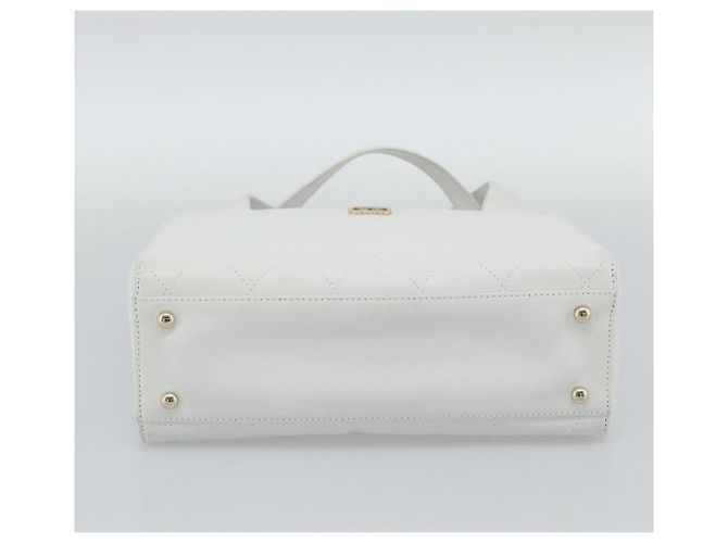 CHANEL Hand Bag Lamb Skin White Gold CC - vista 5