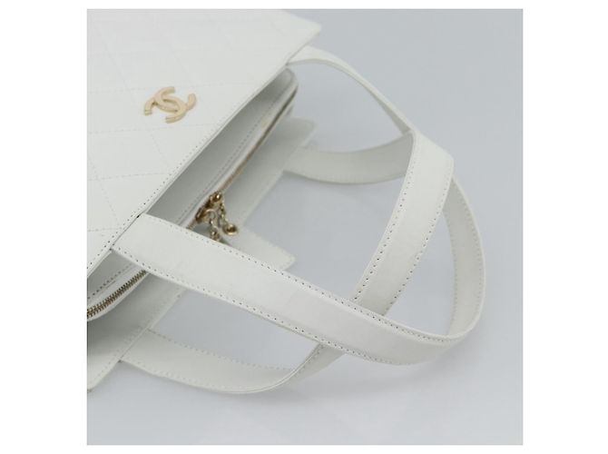 CHANEL Hand Bag Lamb Skin White Gold CC - vista 7