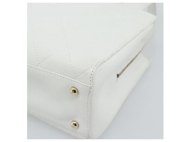 CHANEL Hand Bag Lamb Skin White Gold CC - vista 8