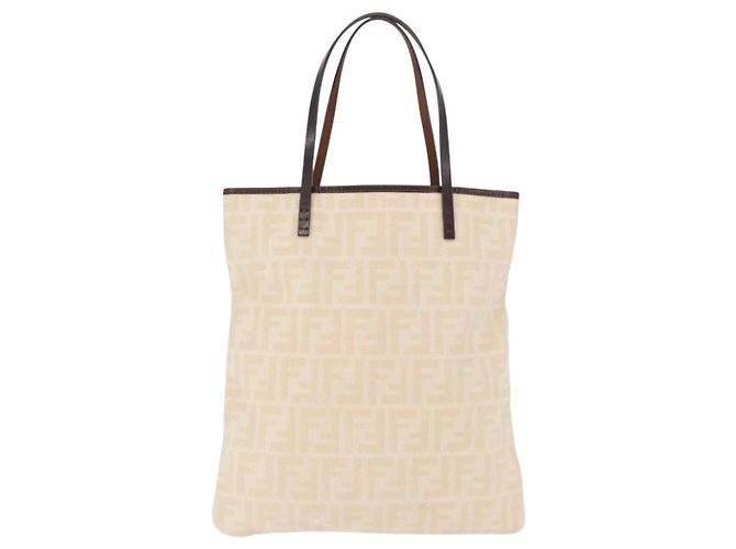 FENDI Bolso Tote de lona Zucca Beige Silver - vista 13