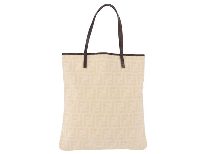 FENDI Bolso Tote de lona Zucca Beige Silver - vista 2