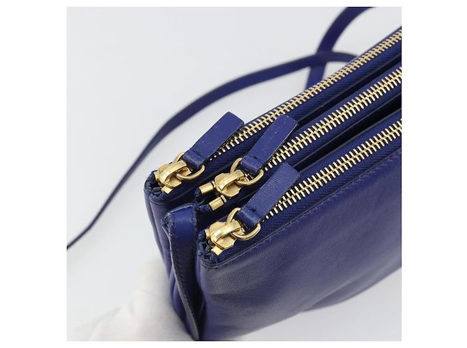 Céline CELINE Trio Shoulder Bag Leather Blue Gold - vista 10
