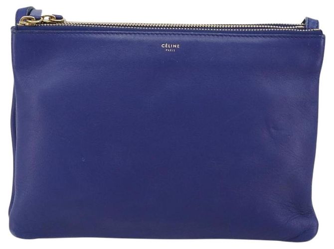 Céline CELINE Trio Shoulder Bag Leather Blue Gold - vista 13