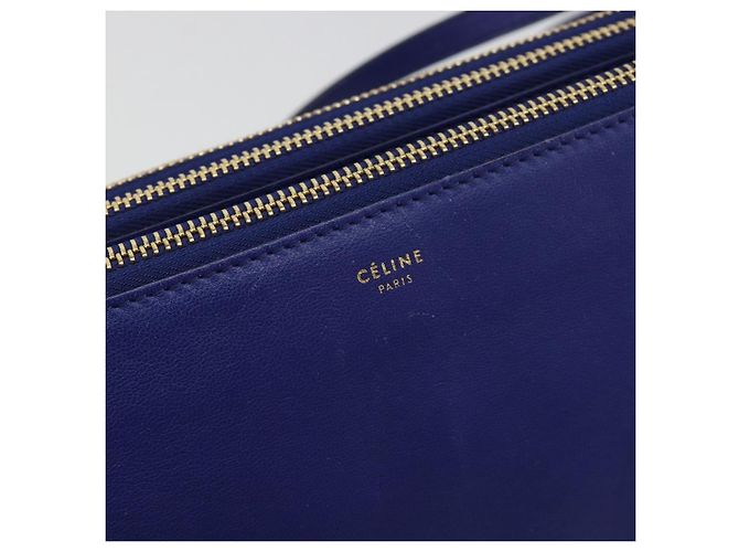 Céline CELINE Trio Shoulder Bag Leather Blue Gold - vista 17