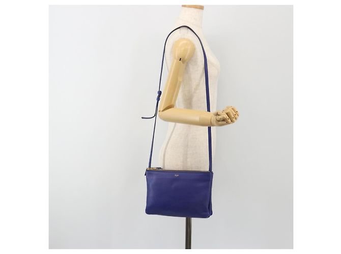 Céline CELINE Trio Shoulder Bag Leather Blue Gold - vista 22