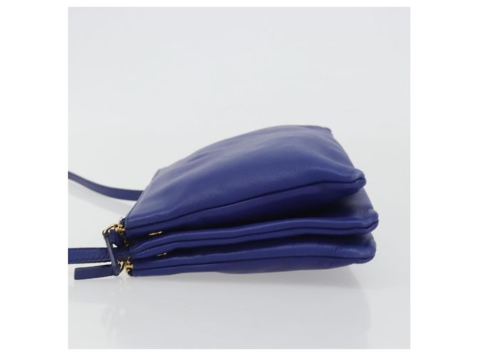 Céline CELINE Trio Shoulder Bag Leather Blue Gold - vista 4