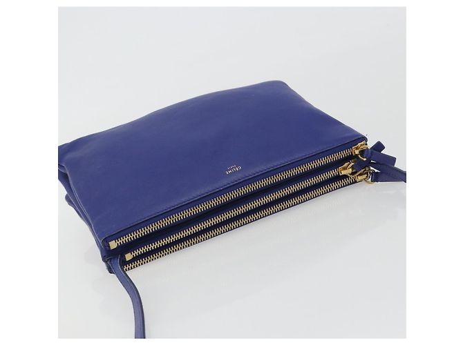 Céline CELINE Trio Shoulder Bag Leather Blue Gold - vista 6