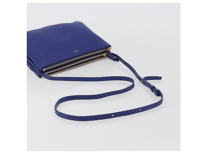 Céline CELINE Trio Shoulder Bag Leather Blue Gold - vista 7