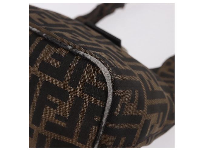 FENDI Zucca Canvas Mamma Baguette Shoulder Bag Brown Black - vista 14