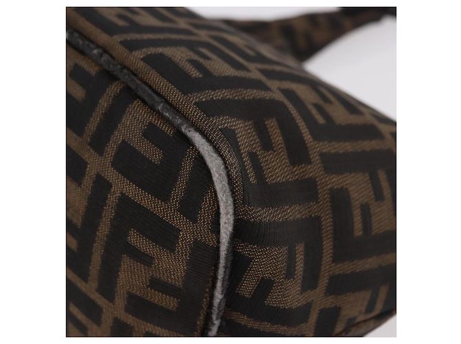 FENDI Zucca Canvas Mamma Baguette Shoulder Bag Brown Black - vista 16