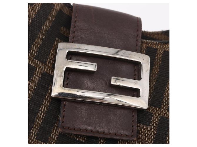 FENDI Zucca Canvas Mamma Baguette Shoulder Bag Brown Black - vista 17