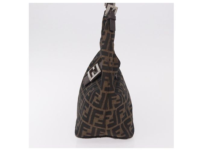 FENDI Zucca Canvas Mamma Baguette Shoulder Bag Brown Black - vista 3