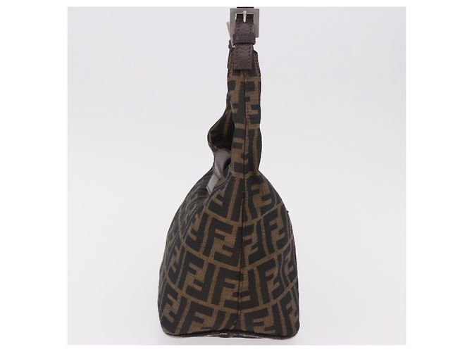 FENDI Zucca Canvas Mamma Baguette Shoulder Bag Brown Black - vista 4