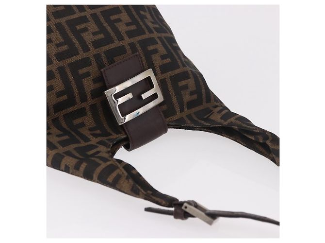 FENDI Zucca Canvas Mamma Baguette Shoulder Bag Brown Black - vista 6