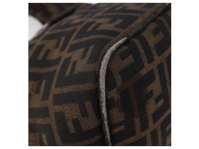 FENDI Zucca Canvas Mamma Baguette Shoulder Bag Brown Black - vista 9