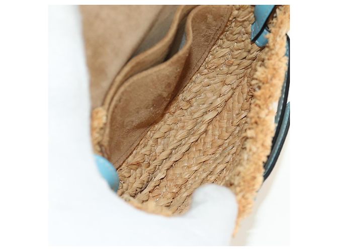 LOEWE Gate Bag Shoulder Bag Raffia Light Blue Gold - vista 10