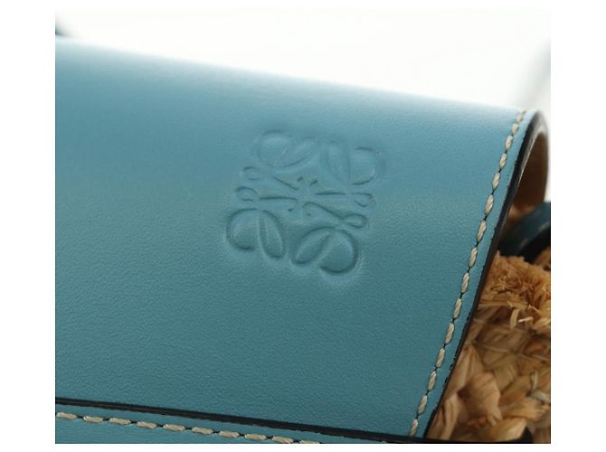 LOEWE Gate Bag Shoulder Bag Raffia Light Blue Gold - vista 19