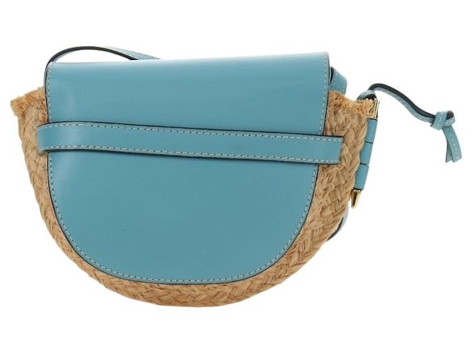 LOEWE Gate Bag Shoulder Bag Raffia Light Blue Gold - vista 2