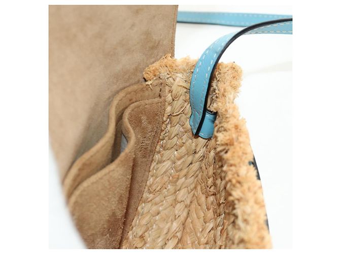 LOEWE Gate Bag Shoulder Bag Raffia Light Blue Gold - vista 21