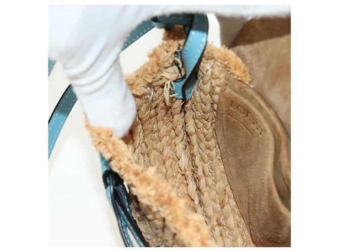 LOEWE Gate Bag Shoulder Bag Raffia Light Blue Gold - vista 22